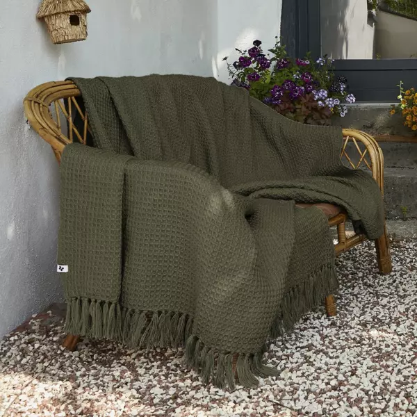 Plaid canapé matière recyclée (180 x 220 cm) Gabin Vert thym