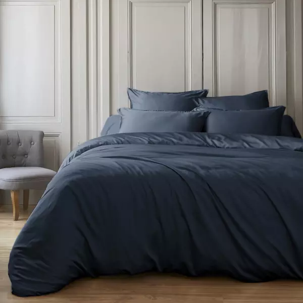 Housse de couette satin de bambou (240 x 220 cm) Salomé Bleu nuit