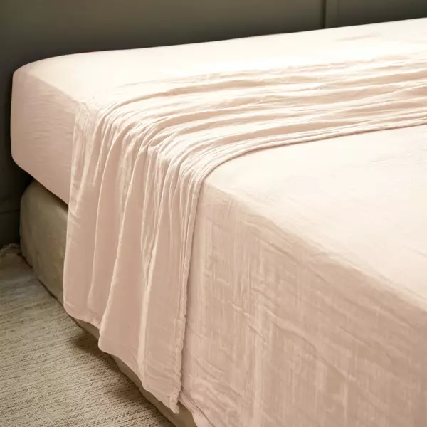 Sábana encimera en gasa de algodón (270 cm) Gaïa Rosa palo