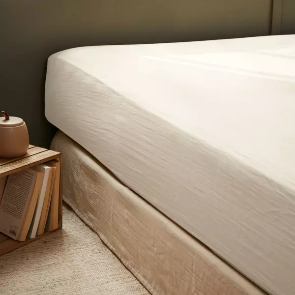 Hoeslaken Katoengaas (90 x 190 cm) Gaïa Beige