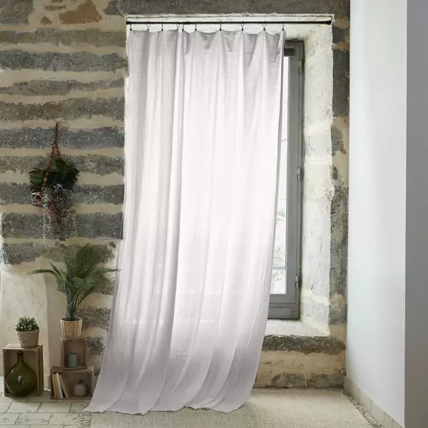 Rideau gaze de coton ajustable (140 x max 300 cm) GaĂŻa Gris nuage