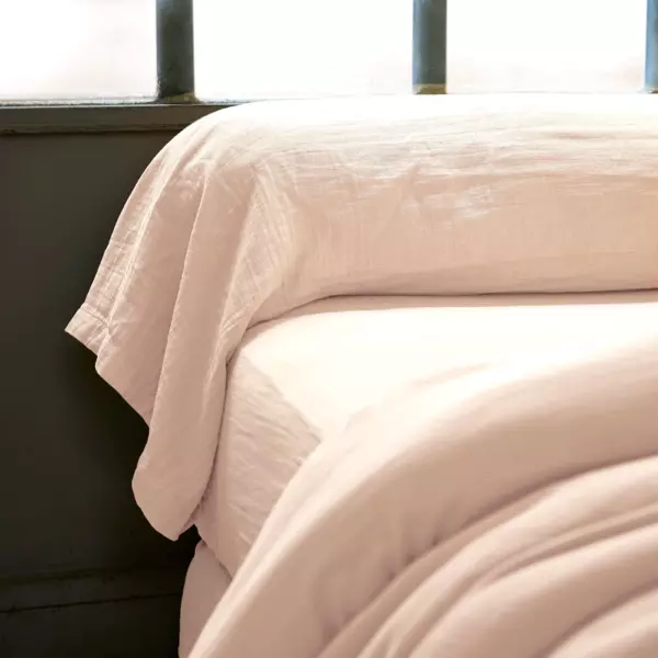 Taie de traversin gaze de coton (L185 cm) Gaïa Rose poudré