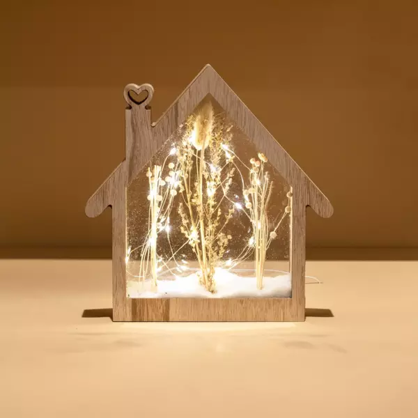 Casa florida a pilas con luz Blanco cálido 25 LED