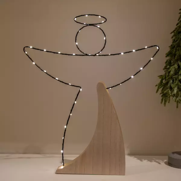 Ange lumineux à piles 40 LED (H47 cm) Alpina Blanc chaud
