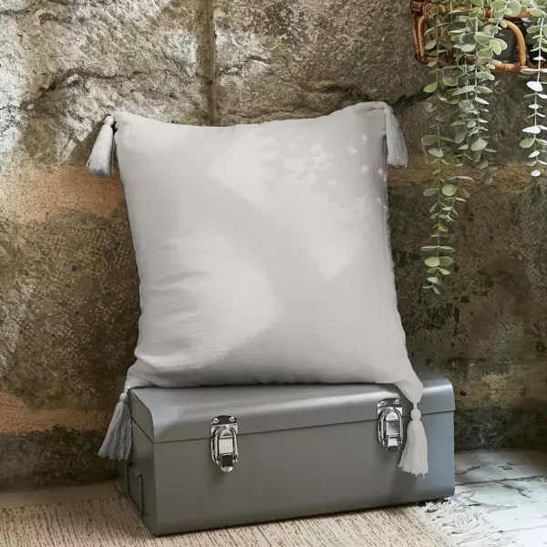 Cojín cuadrado en gasa de algodón (40 cm) Gaïa Gris nube