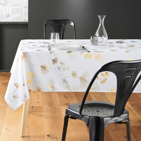 Atmosphera Nappe / nappe polyester noir 140 x 240 cm avec chemin de table  jute