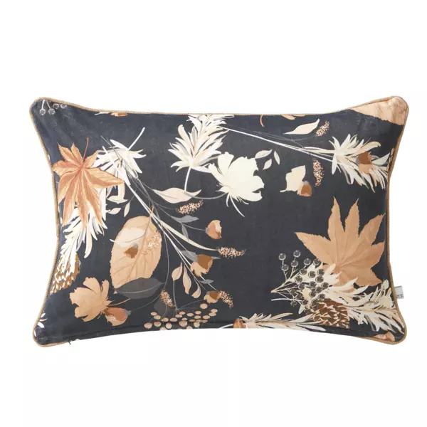 Coussin rectangulaire velours de coton (60 cm) Hazel Bleu