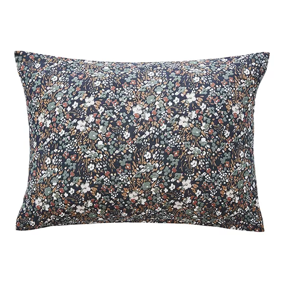 Rechteckiger Kopfkissenbezug aus Baumwoll-Gaze (70 cm) Constance Dunkelblau