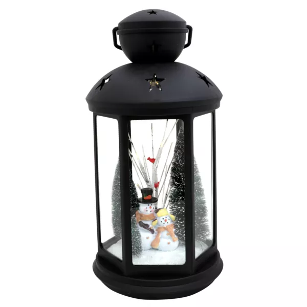 Lanterne de Noël lumineuse à piles (H43 cm) Bonhomme de neige Blanc chaud
