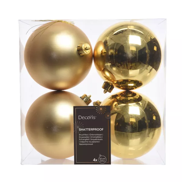Lote de 4 bolas de Navidad (D100 mm) Alpine Oro