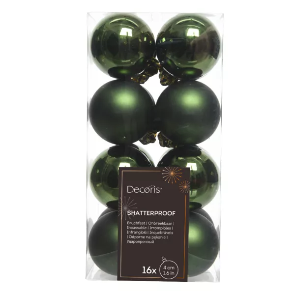 Lote de 16 bolas de Navidad (D40 mm) Alpine Verde