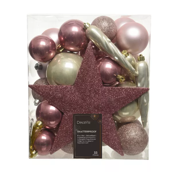 Kit de decoración para árbol de Navidad Novae multi Rosa polvo/Perla/ Rosa antiguo