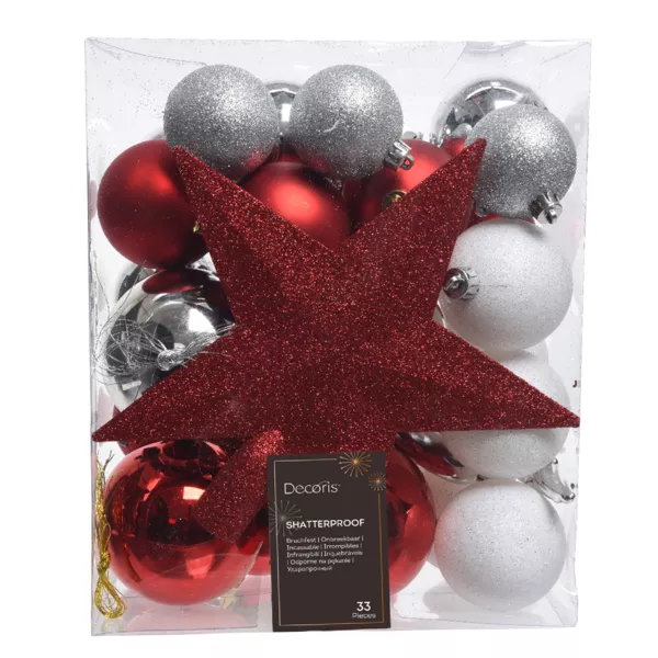 Kit de decoración para árbol de Navidad Novae mix Blanco / Rojo