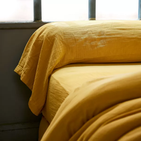 Taie de traversin gaze de coton (L185 cm) Gaïa Jaune safran