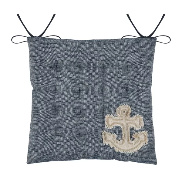 Coussin de chaise carré coton (38 x 38 cm) Escale Bleu marine