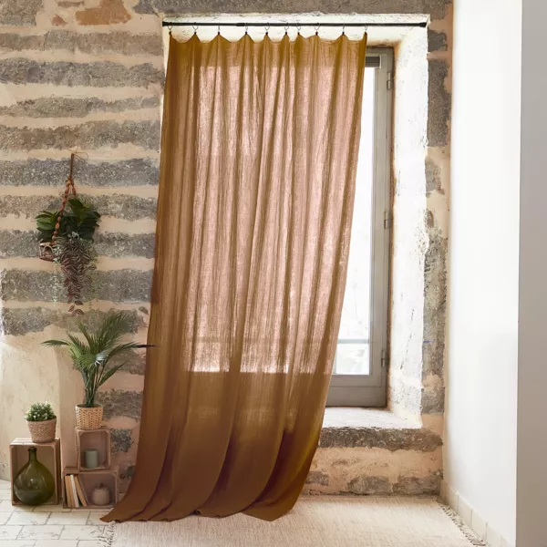 Overgordijn verstelbaar Katoengaas (180 x max 300 cm) Gaïa Camel