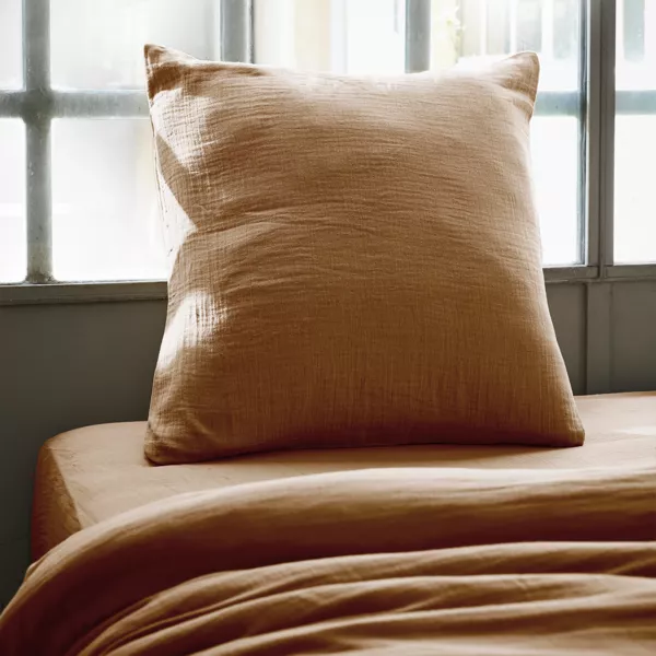 Pudebetræk i bomuldsgaze (60 x 60 cm) Gaïa Camel