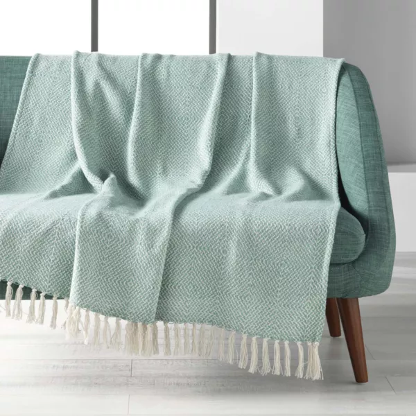 Jeté de canapé ou plaid uni triple gaze de coton , blanc