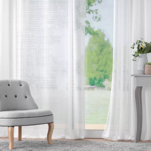 Vitrage geweven look (140 x 240 cm) Naomie Wit