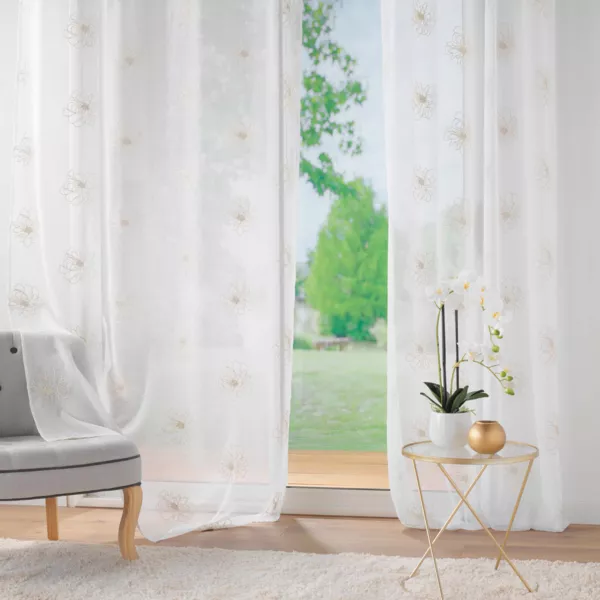 Vitrage met borduursel (140 x 240 cm) Sublimini Goud