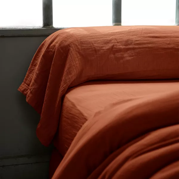 Bolster pudebetræk i bomuldsgaze (L185 cm) Gaïa Terracotta