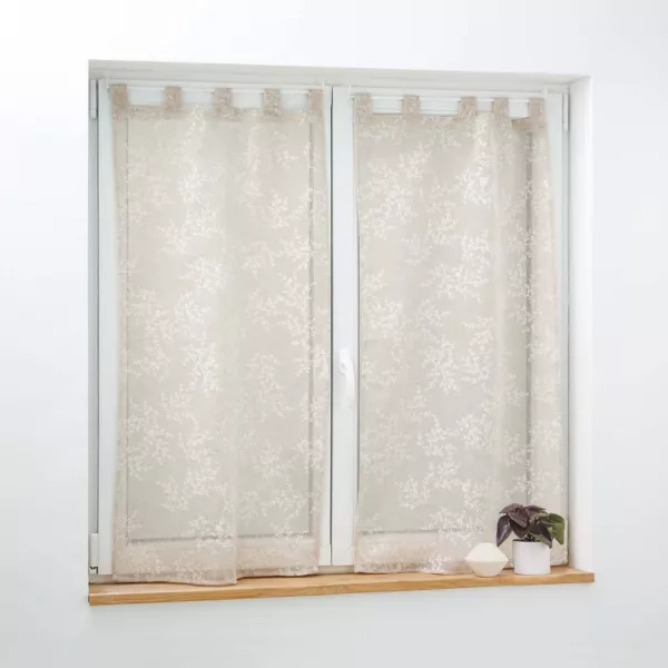 Lot De 12 Paires De Rideaux à Pompons – Blanc Taupe – Tiers Rideau – Neufs