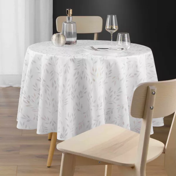 Mantel redondo anti manchas (180 cm) Lonigold blanco