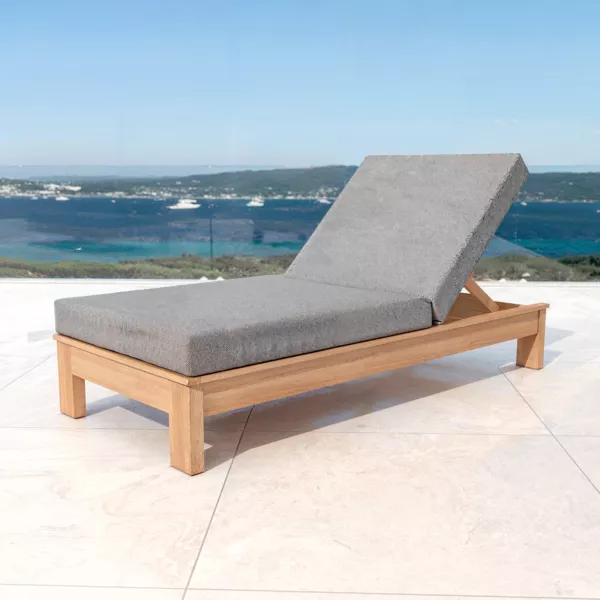 Transat en bois d'acacia Bornéo Gris anthracite