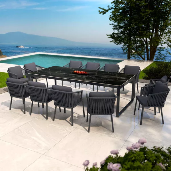 Table de jardin 4 à 6 places 120cm bleu EVORA main image 1