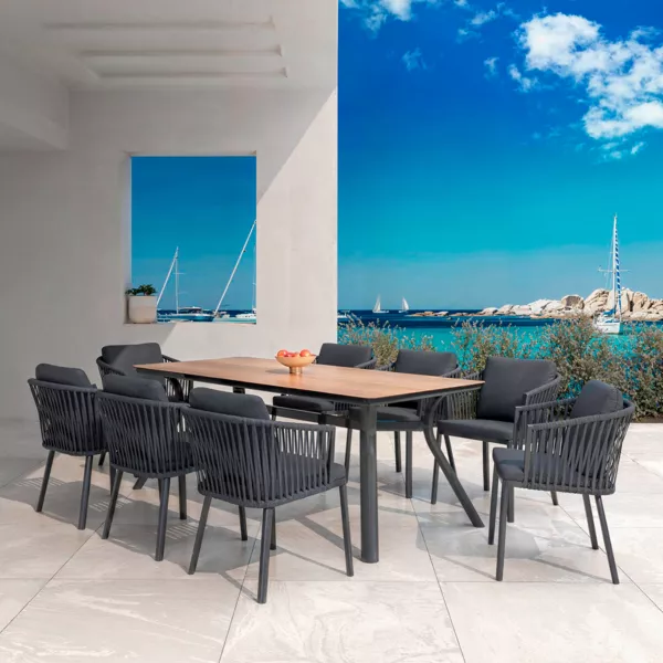 Set tavolo da giardino allungabile in alluminio, 6 posti, Grigio