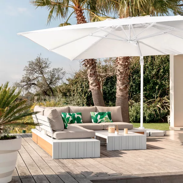 Parasol lateral rectangular de aluminio (L4 x 3m) Yucatan - Blanco