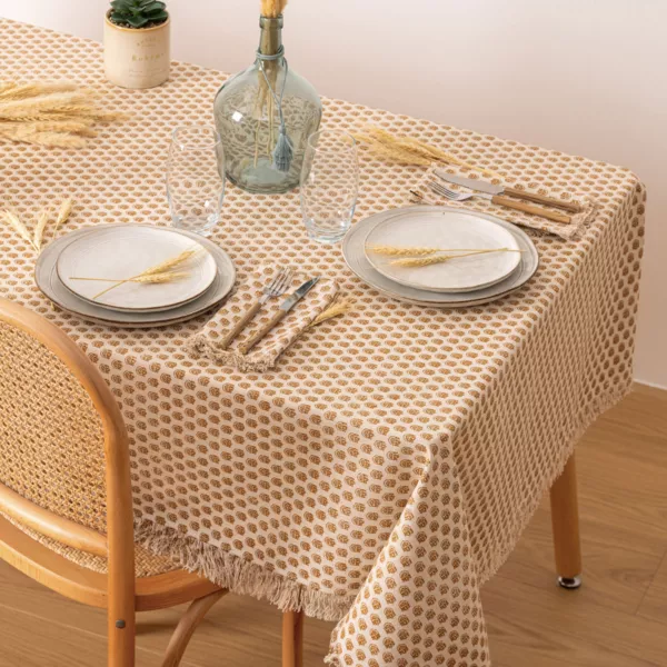 Rechthoekig tafelkleed katoen (150 x 250 cm) Indie Beige