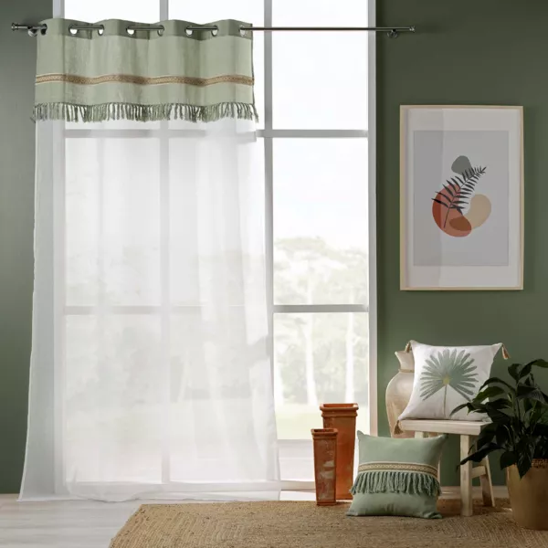 Gardinvv i bomuld (140 x 240 cm) Janara Salviegrn