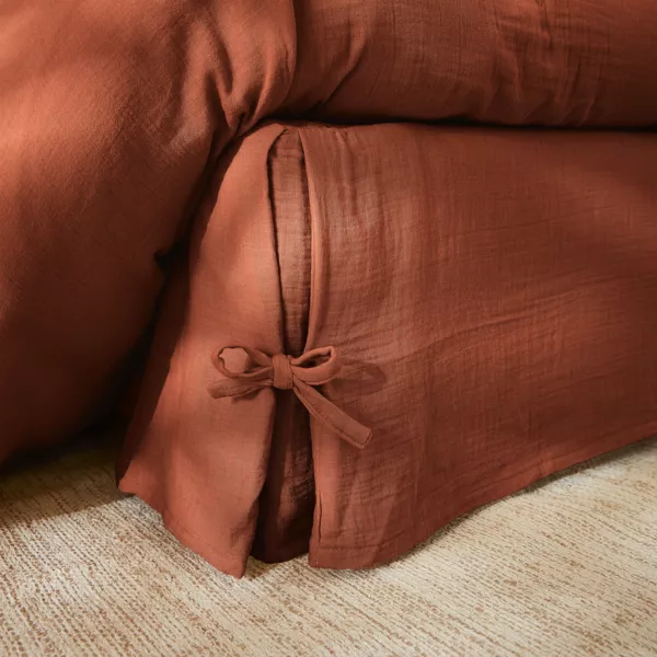 Cache-sommier Gaze de coton (140 x 190 cm) Gaïa Terracotta