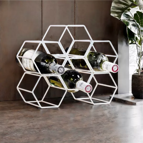 Sæt med 2 stablebare metal vinreoler (H26 cm) Côme Hvid