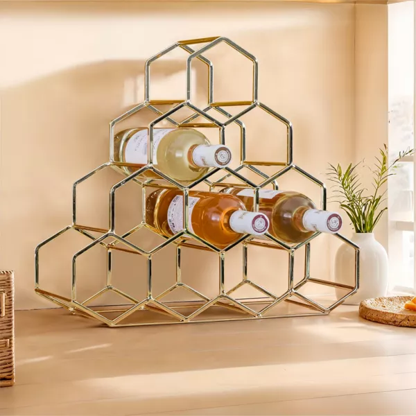 Range-bouteilles métal pyramide (H38 cm) Malo Or