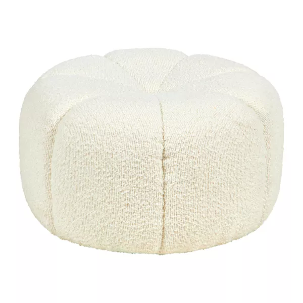 Rund bouclpuf (D40 x H22 cm) Polarhvid
