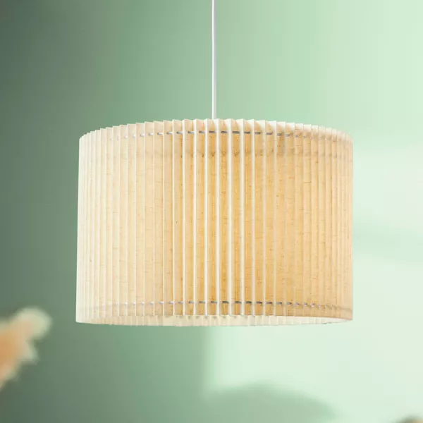 Hngeleuchte aus Leinen Falten (D33 cm) Aurline Cremewei