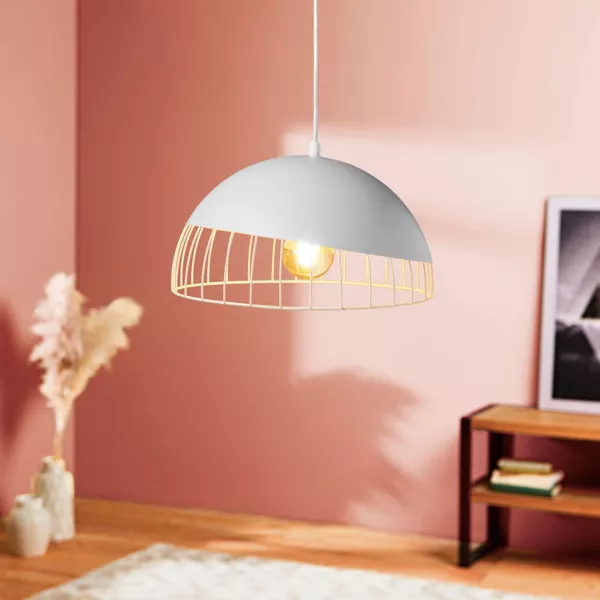 Suspension ronde métal (D29,5 cm) Colisée Blanche