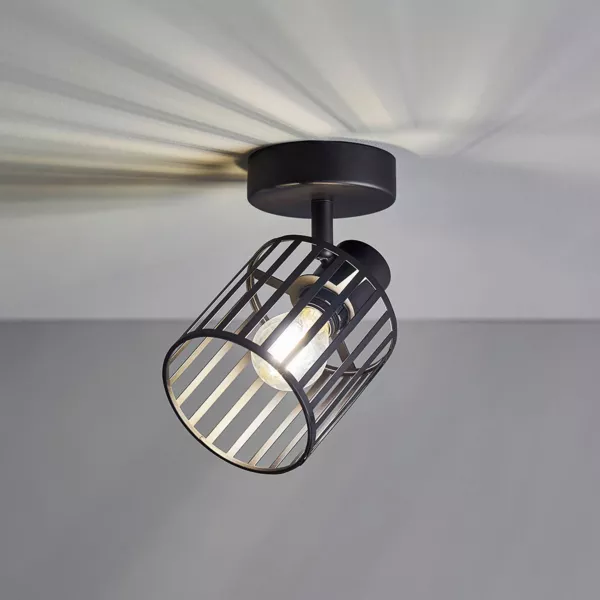 Aplique de pared en metal industrial Alma Negro