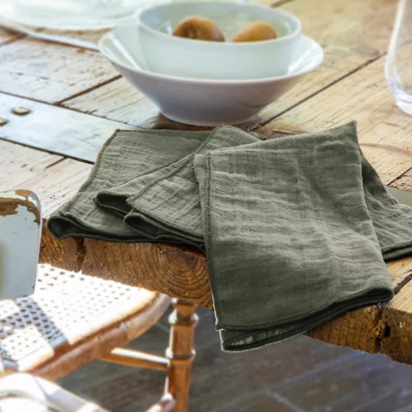 St med 3 bomuldsgas hndklder (40 x 40 cm) Gaa Rosmarin Grn