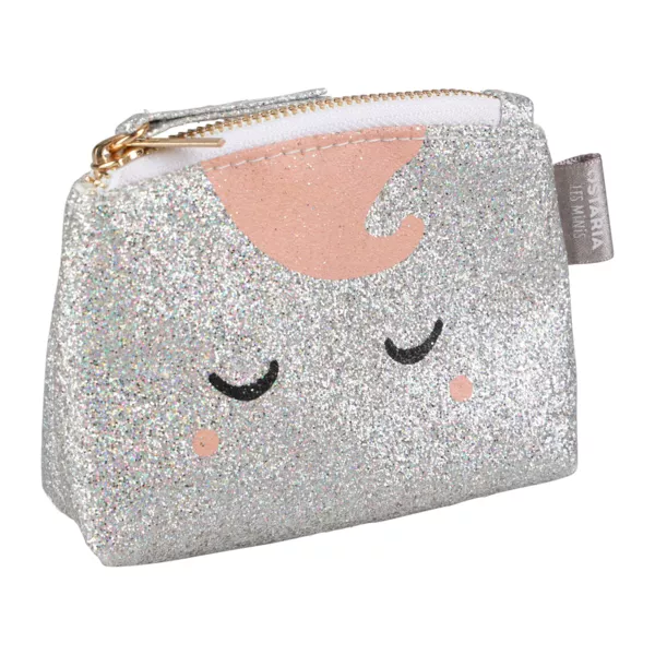 Porte monnaie paillettes enfant (11 cm) Licorne Argent