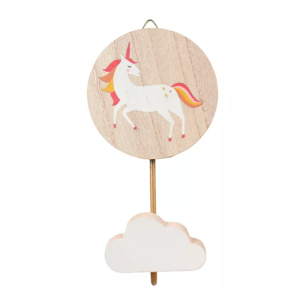 Patère murale enfant bois (H16 cm) Licorne Rose