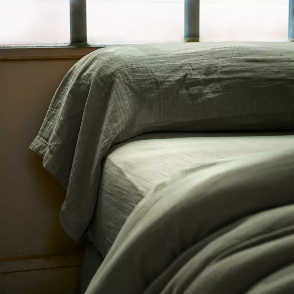 Funda para travesaño gasa de algodón (L185 cm) Gaïa Verde romero