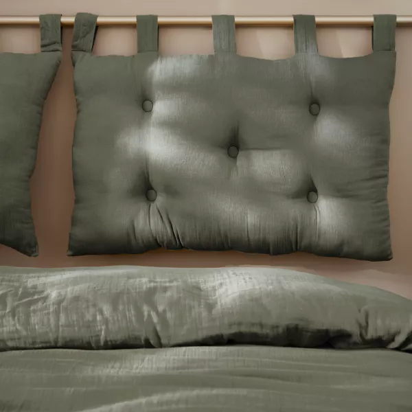 Tête de lit coussin gaze de coton (80 x 50 cm) Gaïa Vert romarin