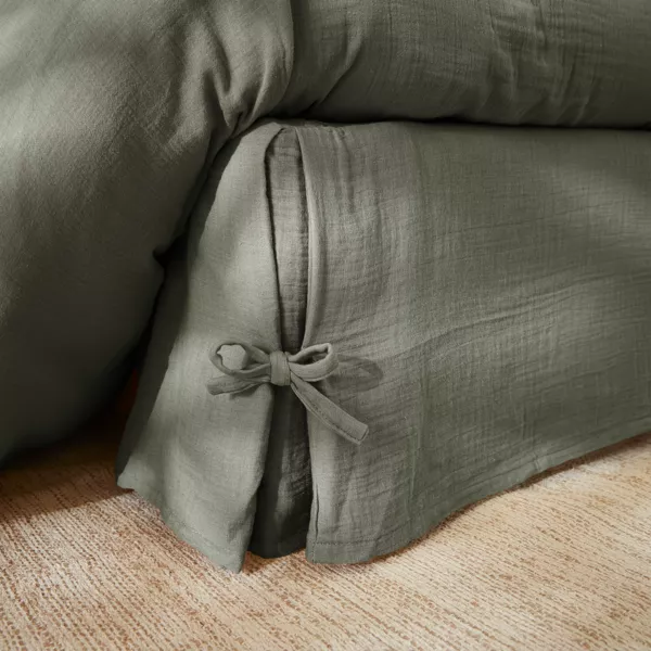 Boxspring hoes Katoengaas (140 x 190 cm) Gaïa Rozemarijngroen