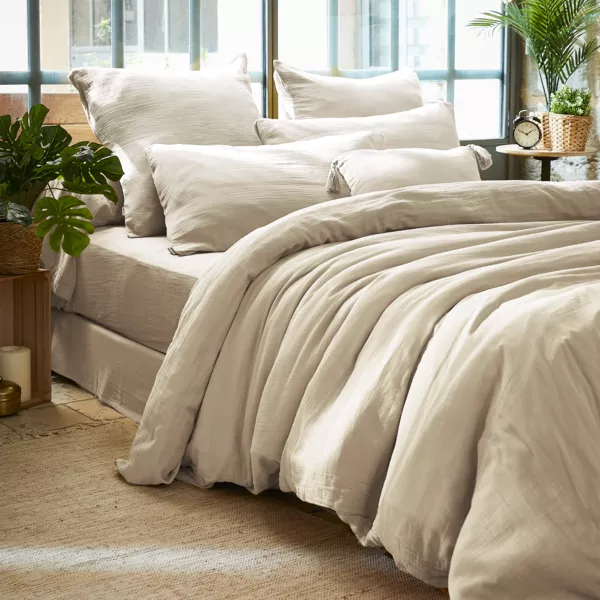 Copripiumino garza di cotone (200 x 200 cm) Gaïa Beige pampa