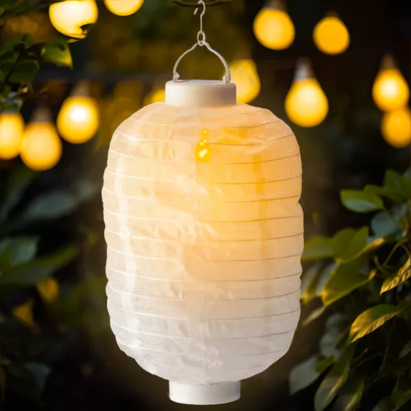 Solar Lampion LED Cylindre mit Flamme-Effekt - Warmwei