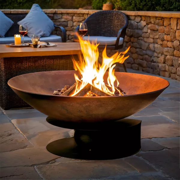 Outdoor-Feuerschale  (D58 x H26 cm) Flambo - Braun mit Patina-Effekt