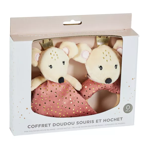 Doudou bébé (26 cm) Souris Rose